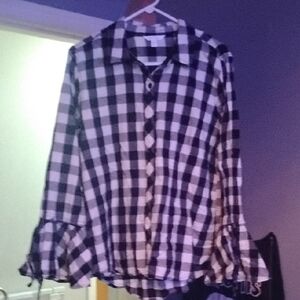 Black and White Checkered Women's Top